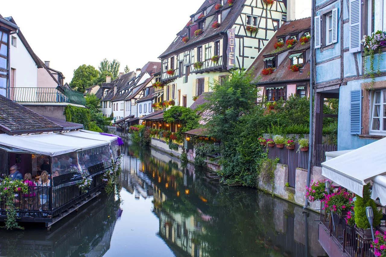 Little Venice canal and half-timbered houses in Colmar