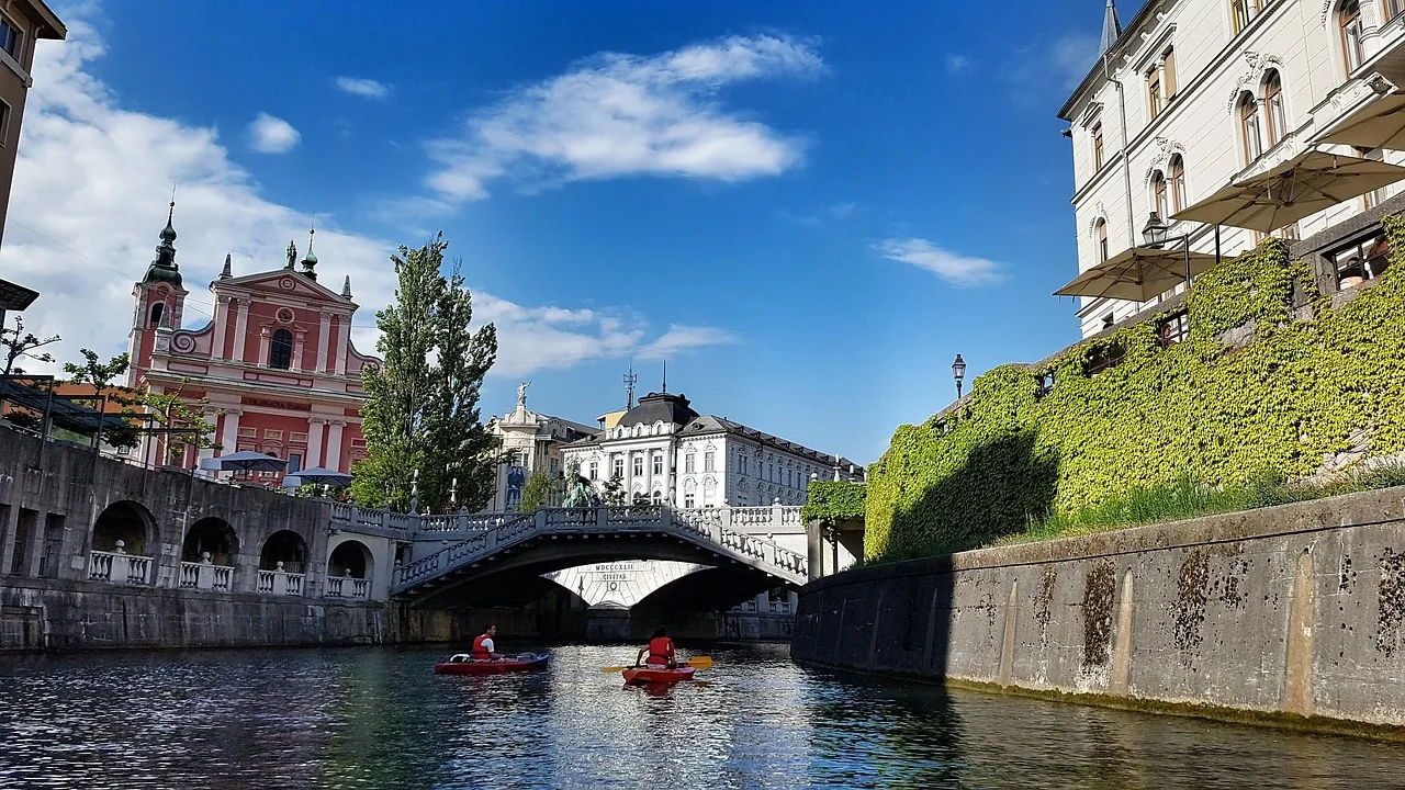 The Triple Bridge and Franciscan Church in Ljubljana
