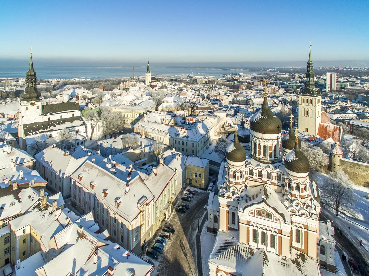 Tallinn's old town and Alexander Nevsky Cathedral from above