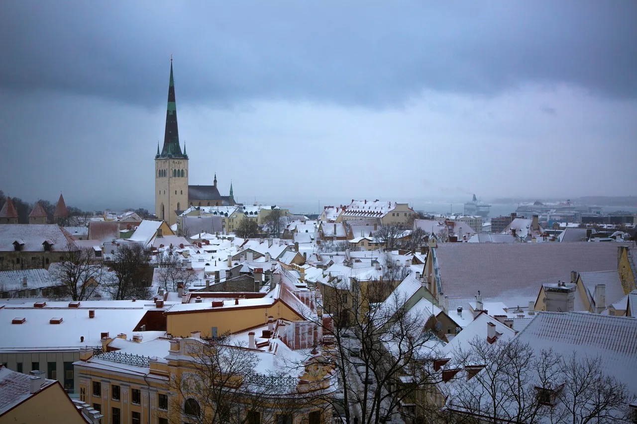 Snow on the rooftops of Tallinn's old town